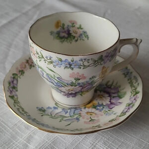 Roslyn China teacup and saucer in Garland pattern